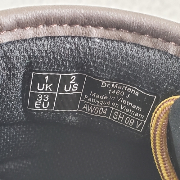 Dr Martens Combat Boots Shoes Girls Junior Sz 2 Brown Leather Softy Lace Up 1460 - Picture 3 of 15